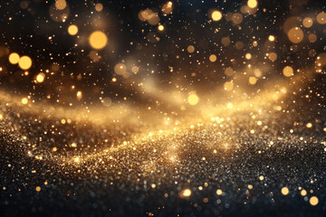 Fototapeta premium Gold glitter background with shimmering stars and sparkling lights, creating a festive and celebratory atmosphere.
