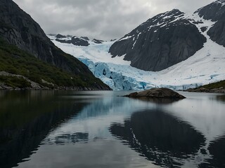Fototapeta premium Folgefonna glacier from Sandvevatnet, Norway.