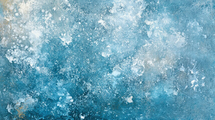 Complex textured ice surface with air bubbles and frost in winter landscape