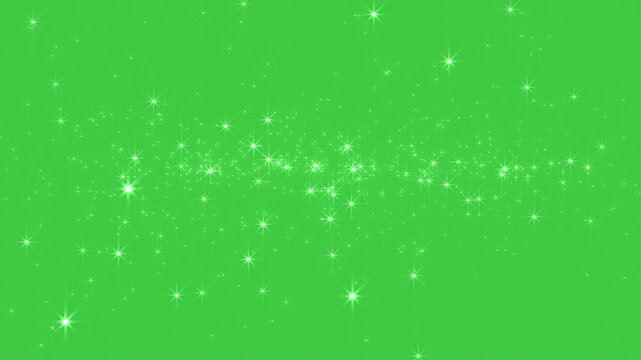 Abstract glowing particles of shiny fairy twinkling stars and swirl and fly glitter. The magic of flying shiny sparkle. Chroma key - Green screen. Background for holidays, New Year and Christmas. loop