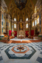 High altar with the painting by Michelangelo Unterberger in the Cathedral of Brixen, Italy.