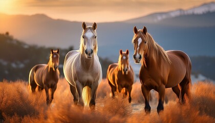 Obraz premium horses in the field