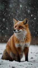 Obraz premium Fox celebrating the first snow.
