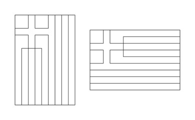 vertical and horizontal greece flag outline. vector illustration