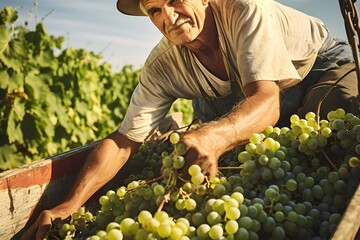 Obraz premium person picking grapes