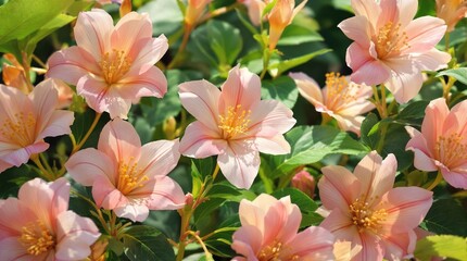 Fototapeta premium Bright white blooms of chestnut flowers against green leafy backdrop, petal, bloom, botany