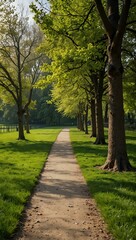 Fototapeta premium Fresh green park background with spring vibes.