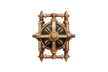 Obraz premium A detailed illustration of a vintage vault door with intricate designs against a white isolated background.