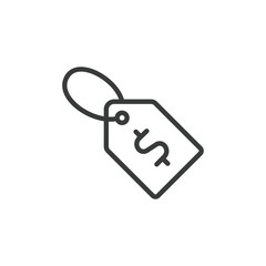 Dollar tag, icon in line design. Dollar, tag, price, sale, shopping, discount, label on white background vector. Dollar tag editable stroke icon