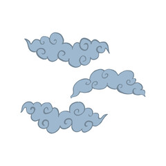 Obraz premium Hand drawn inky sketch style clouds isolated on white background