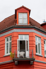 View of the houses in old town of Flensburg, Germany.