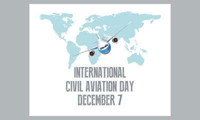 International civil aviation day, civil aviation, vector, illustration, design, element, graphic resource,  world civil aviation day, civil aviation day, airplane is on half Earth