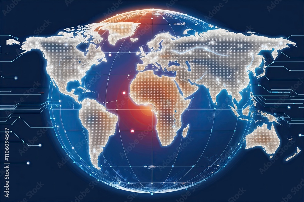 Poster international connectivity design: global map framework for modern digital communication and network