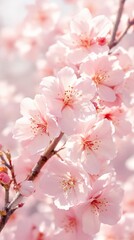 Close up of watercolor cherry blossom sakura blossoms, minimalistic, bloom, botanical