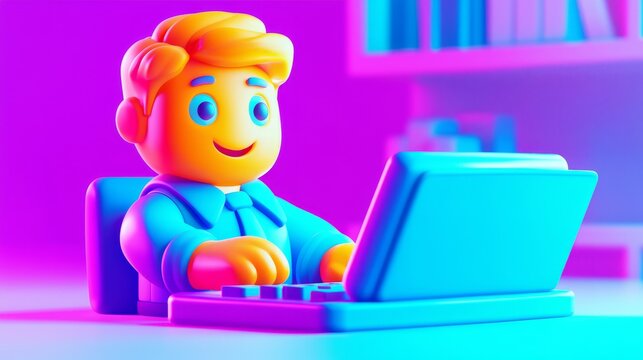 Cold Email Outreach Plastic-like 3D cartoon style illustration.