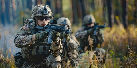 a group of soldiers in uniform holding guns.