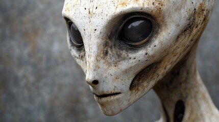 A creepy alien with a skull on its face