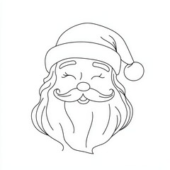 Obraz premium Minimalist Continuous Line Drawing of Santa Claus in Holiday Season