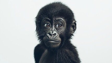 Fototapeta premium Portrait of a Delightful Baby Gorilla with Dark Fur in Wilderness Setting