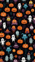 Fototapeta premium Fun Halloween characters with a spooky vibe.