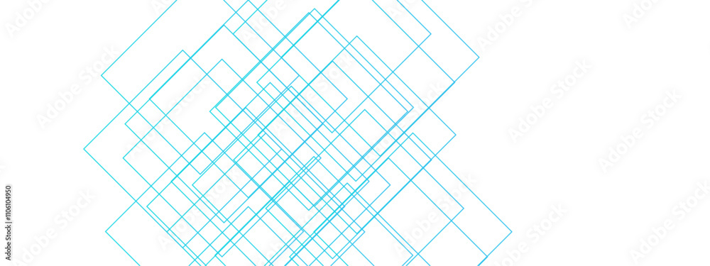 Poster light ornament technology vector panoramic. luxury blue line background. minimalistic seamless white