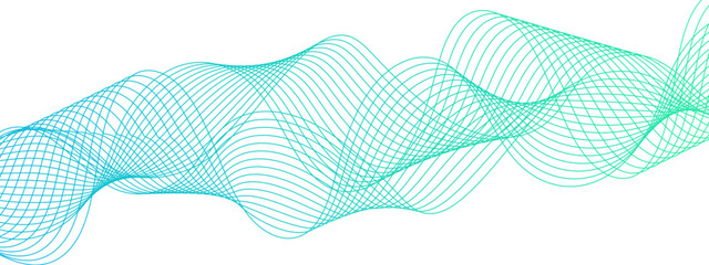 Horizontal green wave on white background. Abstract wavy lines. Futuristic tech background with Curved wavy line. seamless wave pattern glowing science flowing line graphic template