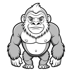 Fototapeta premium gorilla outline, coloring page, silhouette vector 