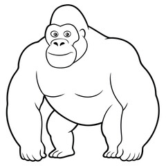 gorilla outline, coloring page, silhouette vector 