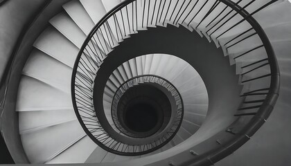 Obraz premium Spiral staircase in high-grade gray, an exemplar of architectural art