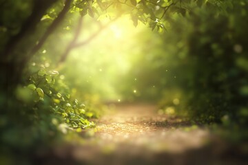 A beautiful, lush green forest in summer, perfect as a spring background