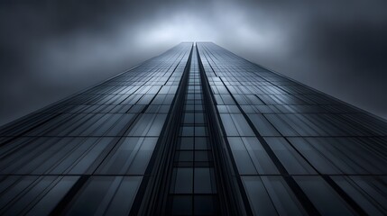 Fototapeta premium Modern Skyscraper Reaching Towards Cloudy Sky