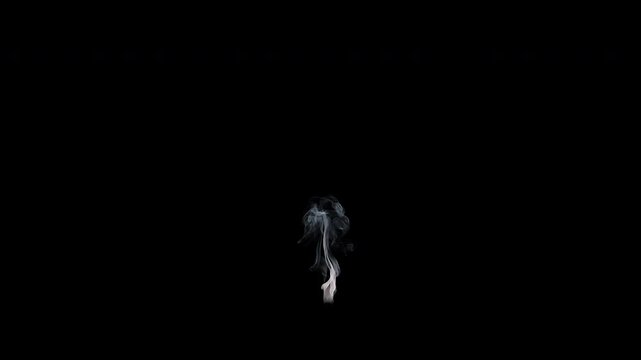 Wisp of smoke rising into the air from something burning, 4k 24p with alpha channel for transparent background