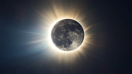 Obraz premium The sun's corona gleaming around the dark moon during a total solar eclipse, forming a stunning cosmic display