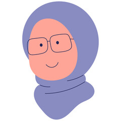 Hijab girl cute drawing vector. Muslim girl in different expression vector. Hijab emoji girl kawaii characters in peach scarf.