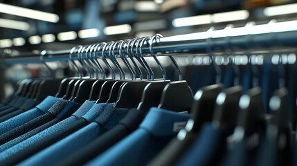 Fototapeta premium A clothes rack with customized T-shirts displayed neatly in a retail store.