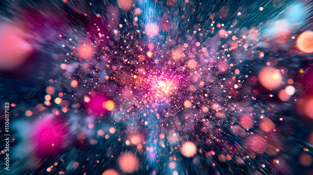Leinwandbilder blurred circular bokeh lights creating a motion blur effect in pink and blue abstract background