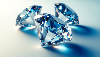 Fototapeta premium diamonds on plain light background with space for text