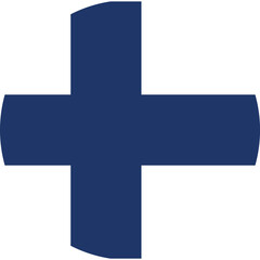 Fototapeta premium Finland round flag design featuring a blue cross on a white field, symbolizing peace and prosperity in Nordic culture. Soami flag. Vector images are isolated on a transparent background.