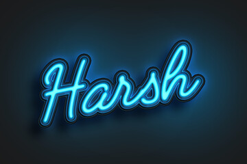 Neon Light Editable Text Effect of Hindi name Harsh.