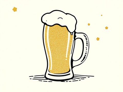 A cartoon drawing of a glass of beer with a star on top