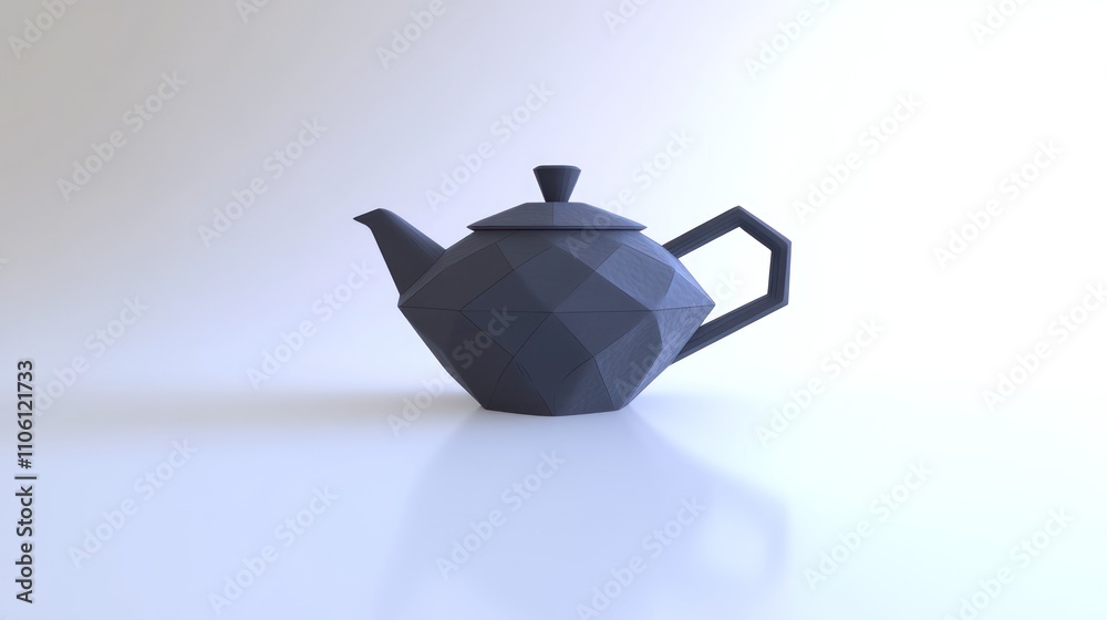 Poster geometric low poly teapot design render