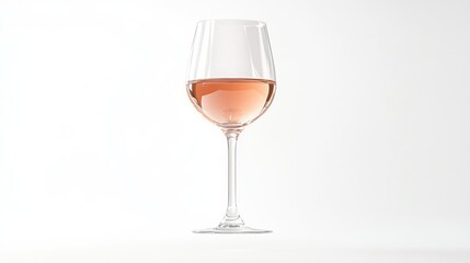A Glass of Rose Wine on White Background
