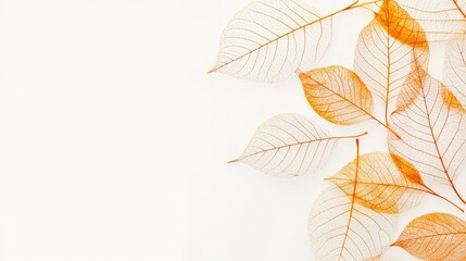 Fototapeta premium Autumn leaves falling nature scene close-up photography minimalist aesthetic soft light tranquility concept