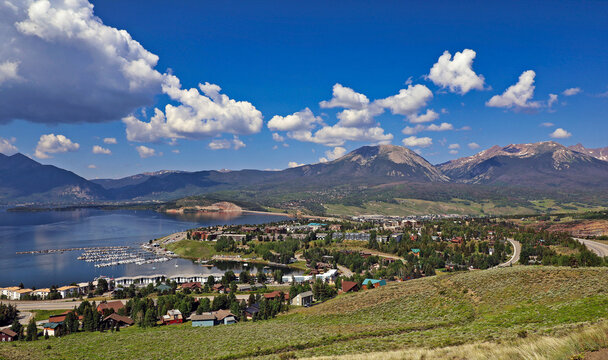 Town of Dillon, Colorado is on the shores of. Lake Dillon in Summit County