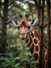 Fototapeta premium Giraffe in a forest.
