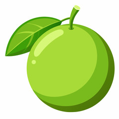 green apple with leaf