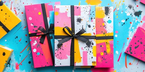 Creative invitation design with bold festive typography and colorful accents