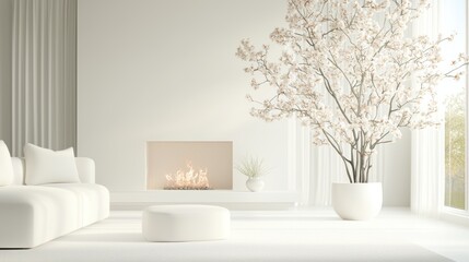 A stylish living room with a cozy fireplace, plush sofas, and tasteful decor, creating a warm and inviting atmosphere for relaxation and entertainment.