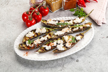 Grilled eggplant with feta cheese