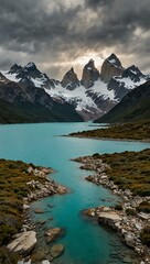 Obraz premium Glacial lakes and mountain hikes in Patagonia, Argentina